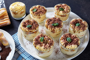 tiramisu, italian dessert of savoiardi, close up