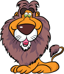 Cartoon character comic lion illustration.