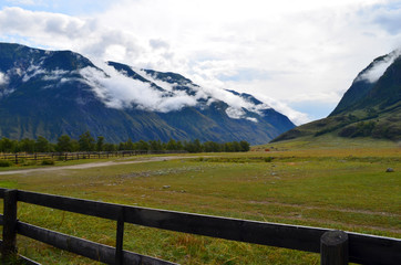 View to the valley of Chulyshman river, Altai.