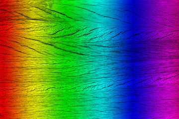 Texture of wooden plank, close-up, spectrum painted