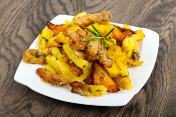 Fried potato with pork