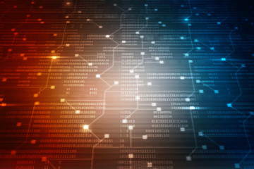 2d illustration Abstract futuristic electronic circuit technology background