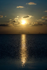 Sunset at the lake on the golden hour.