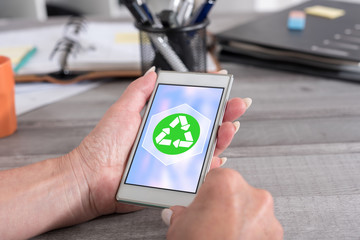 Recycling concept on a smartphone