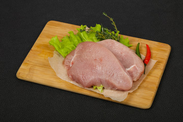 Raw turkey steak