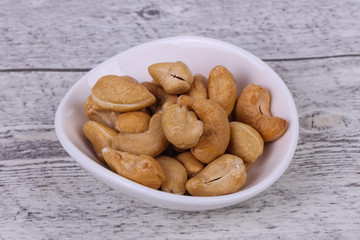 Cashew nuts heap in the bowl