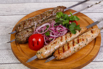 Beef and chicken kebab
