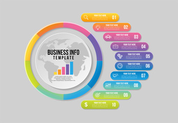 Vector Infographics Elements Template Design with Marketing Icons and options Steps can be used for presentation, diagrams, annual reports, workflow layout