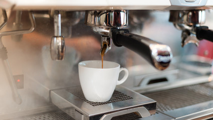 black coffee morning on coffee maker