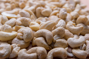 Cashew nuts close up. Healthy fitness super food.