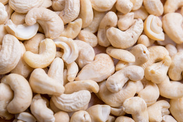 Cashew nuts close up. Healthy fitness super food.