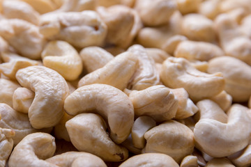 Cashew nuts close up. Healthy fitness super food.