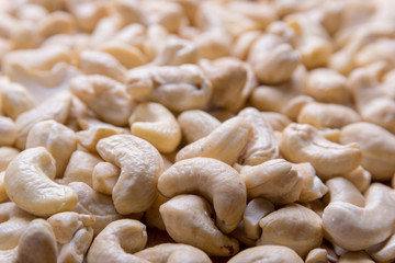 Cashew nuts close up. Healthy fitness super food.