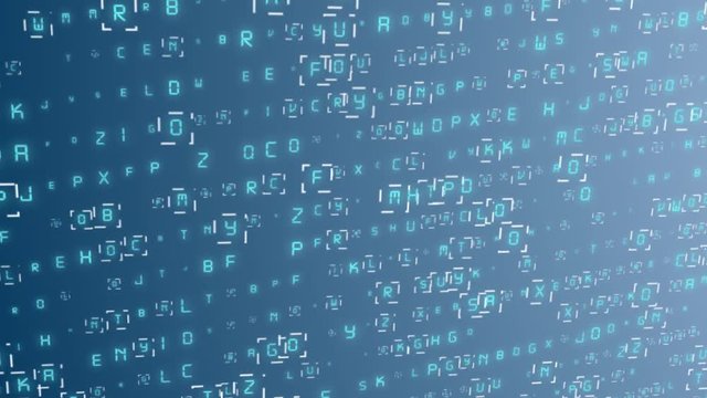 Blue modern cinematic binary code in digital cyber space wave