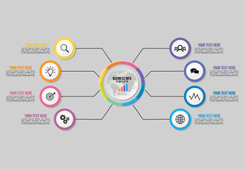 Vector Infographics Elements Template Design with Marketing Icons and options Steps can be used for presentation, diagrams, annual reports, workflow layout