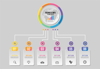 Vector Infographics Elements Template Design with Marketing Icons and options Steps can be used for presentation, diagrams, annual reports, workflow layout