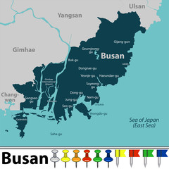 Map of Busan, South Korea