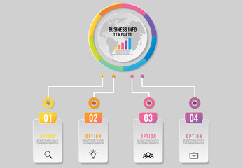 Vector Infographics Elements Template Design with Marketing Icons and options Steps can be used for presentation, diagrams, annual reports, workflow layout