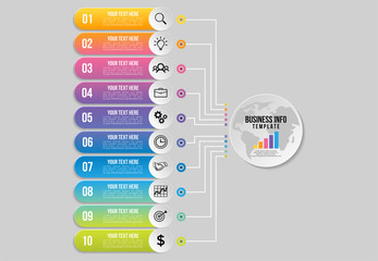 Vector Infographics Elements Template Design with Marketing Icons and options Steps can be used for presentation, diagrams, annual reports, workflow layout
