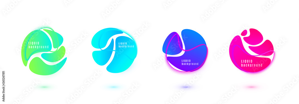 Wall mural abstract liquid shape vector design. fluid gradient background. isolated graphic wave elements with 