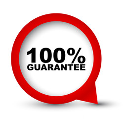 red vector banner 100% guarantee