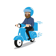 Delivery Service mascot logo characters illustration.Scooter. - Vector