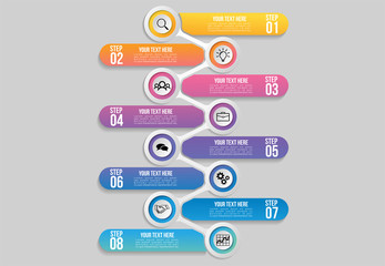Vector Infographics Elements Template Design with Marketing Icons and options Steps can be used for presentation, diagrams, annual reports, workflow layout