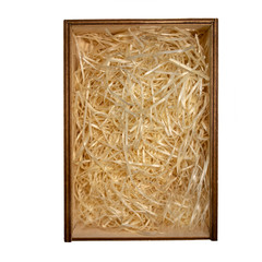 empty natural wooden box for happy gifts