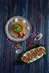  beautiful and bright, unusual dish, author's performance, for design in culinary projects
