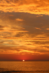 Orange sky over the sea at sunset