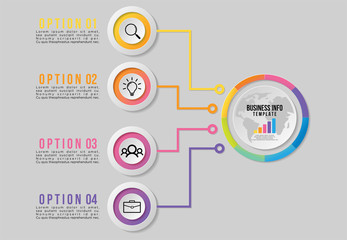 Vector Infographics Elements Template Design with Marketing Icons and options Steps can be used for presentation, diagrams, annual reports, workflow layout