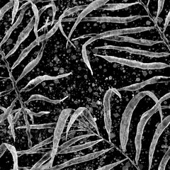 Tropical seamless pattern. Watercolor swaying palm