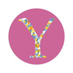 Capital letter Y polygon style font initial Y uppercase mosaic monogram template illustration