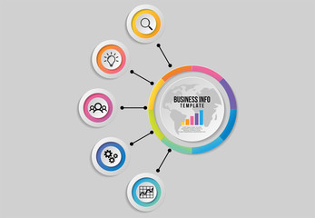Vector Infographics Elements Template Design with Marketing Icons and options Steps can be used for presentation, diagrams, annual reports, workflow layout