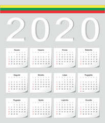 Lithuanian 2020 calendar