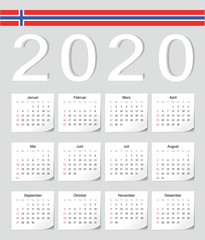 Norwegian 2020 calendar