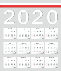Polish 2020 calendar