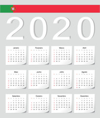 Portuguese 2020 calendar