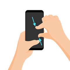 Vector multi-touch gesture for tablets and smartphone. Pinch to zoom.