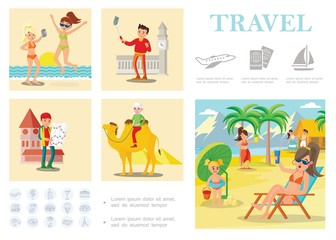 Flat Travel Colorful Composition