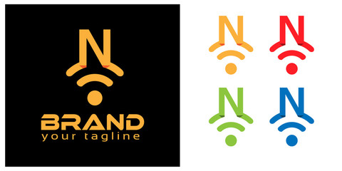 N online logo template, stock logo template.