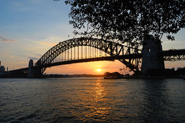 Fototapeta na wymiar Sydney harbour bridge at Sunset