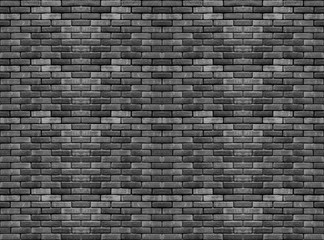 Plakat random weathered old dark black cement brick blocks stack wall texture surface background. for any vintage design artwork.