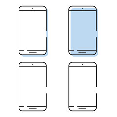 Smartphone icons set in simple line style. Outline cell phone vector.