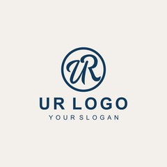 initial u,r logo design template, vector