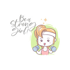 illustration of cute sporty girl with quote
