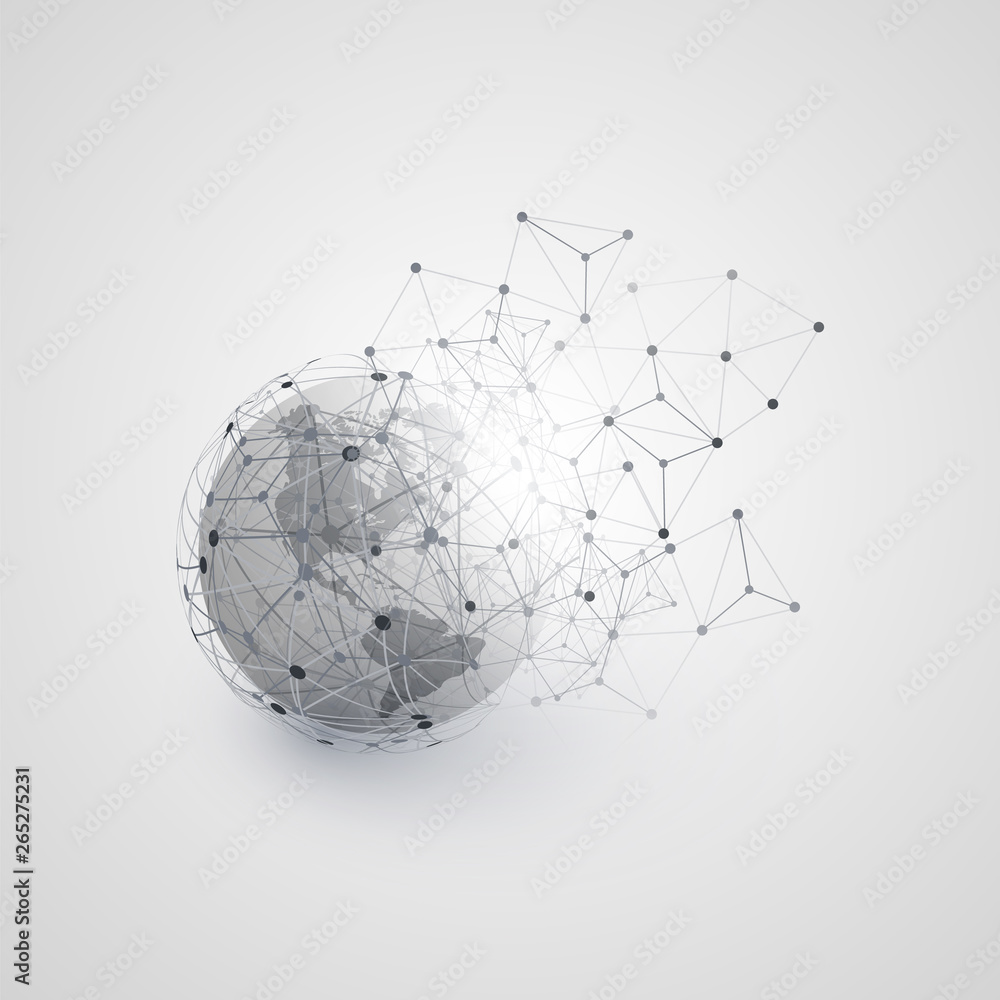 Poster cloud computing and global networks concept design with earth globe