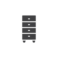 Chest of drawers vector icon. Cabinet filled flat sign for mobile concept and web design. Nightstand, bedroom furniture glyph icon. Symbol, logo illustration. Pixel perfect vector graphics