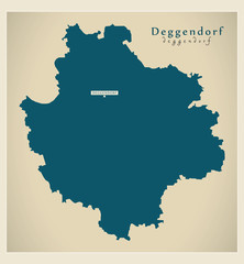 Modern Map - Deggendorf county of Bavaria DE