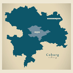 Obraz premium Modern Map - Coburg county of Bavaria DE